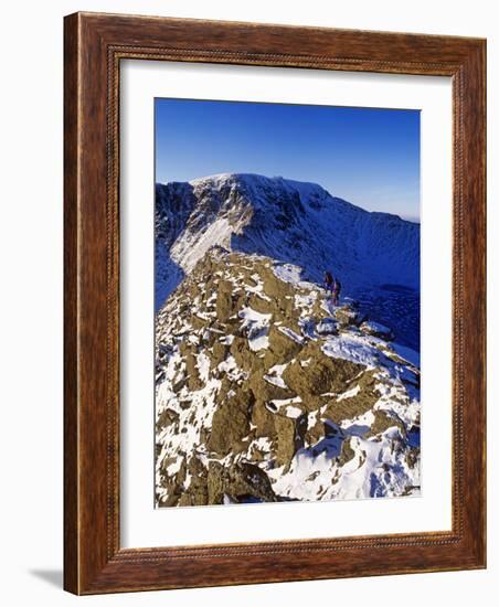 Winter Walking and Climbing on Hellvelyn, the Lake District, Cumbria-Paul Harris-Framed Photographic Print