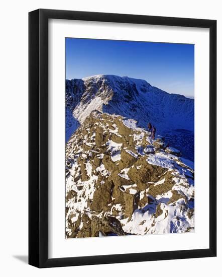 Winter Walking and Climbing on Hellvelyn, the Lake District, Cumbria-Paul Harris-Framed Photographic Print