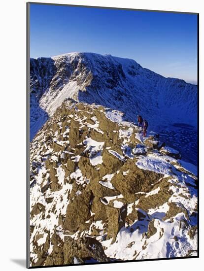 Winter Walking and Climbing on Hellvelyn, the Lake District, Cumbria-Paul Harris-Mounted Photographic Print