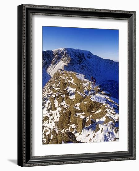 Winter Walking and Climbing on Hellvelyn, the Lake District, Cumbria-Paul Harris-Framed Photographic Print