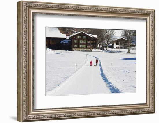 Winter Walking Trail, Klosters, Graubunden, Swiss Alps, Switzerland, Europe-Christian Kober-Framed Photographic Print