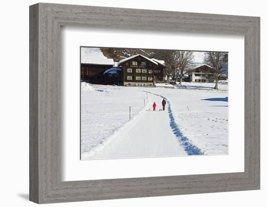 Winter Walking Trail, Klosters, Graubunden, Swiss Alps, Switzerland, Europe-Christian Kober-Framed Photographic Print