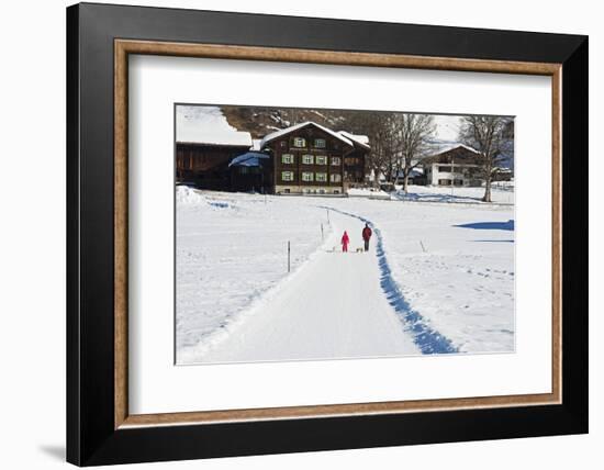 Winter Walking Trail, Klosters, Graubunden, Swiss Alps, Switzerland, Europe-Christian Kober-Framed Photographic Print