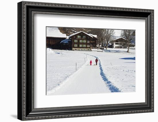 Winter Walking Trail, Klosters, Graubunden, Swiss Alps, Switzerland, Europe-Christian Kober-Framed Photographic Print