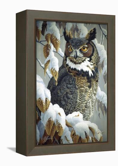 Winter Watch - Great Horned Owl-Wilhelm Goebel-Framed Premier Image Canvas