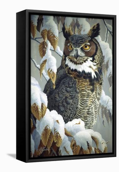 Winter Watch - Great Horned Owl-Wilhelm Goebel-Framed Premier Image Canvas