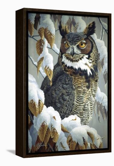 Winter Watch - Great Horned Owl-Wilhelm Goebel-Framed Premier Image Canvas