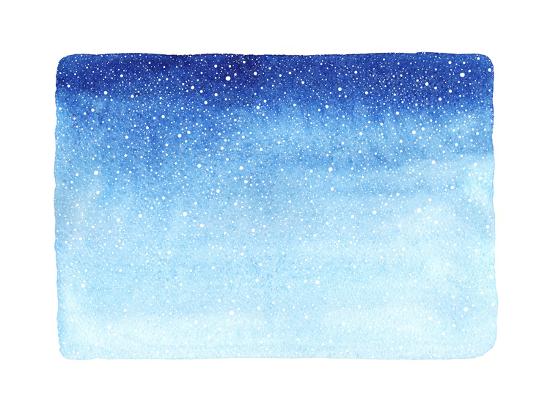 Winter Watercolor Horizontal Gradient Background With Falling Snow