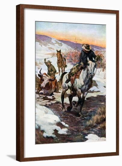 Winter Work for the Cowboys, 1906 (1908-190)-null-Framed Giclee Print