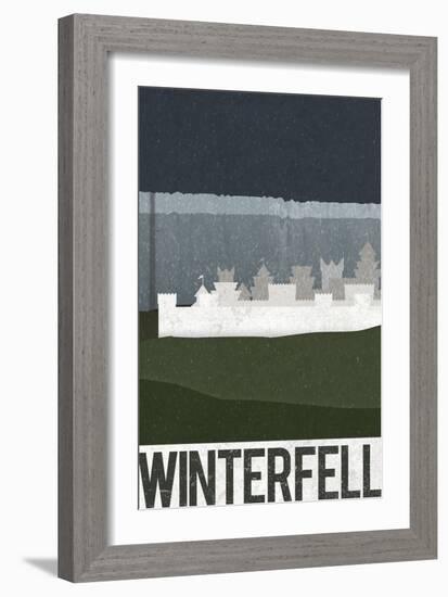 Winterfell Retro Travel Poster-null-Framed Art Print