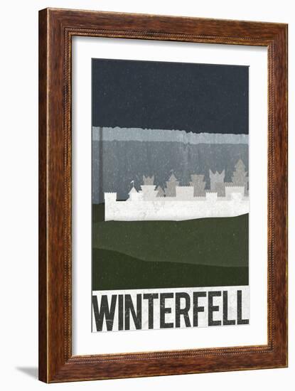 Winterfell Retro Travel Poster-null-Framed Art Print