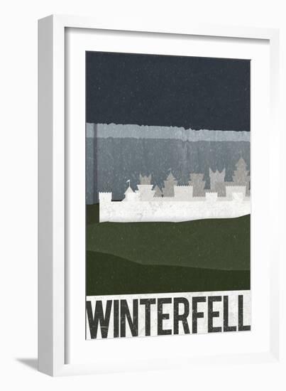 Winterfell Retro Travel Poster-null-Framed Art Print