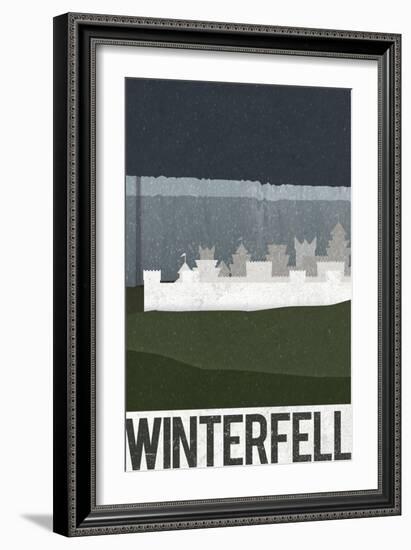 Winterfell Retro Travel Poster-null-Framed Art Print