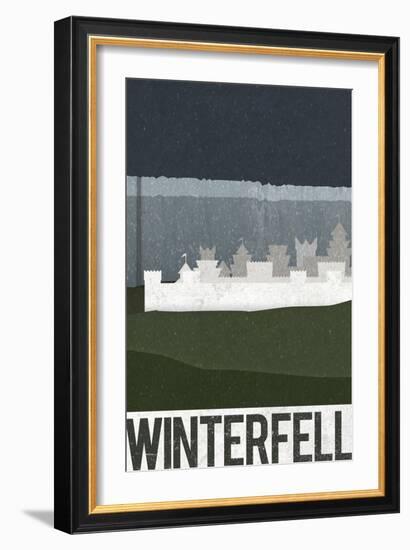 Winterfell Retro Travel Poster-null-Framed Art Print