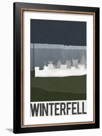 Winterfell Retro Travel Poster-null-Framed Premium Giclee Print