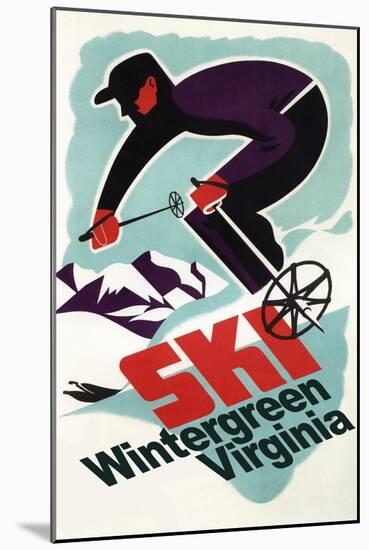 Wintergreen, Virginia - Vintage Skier-Lantern Press-Mounted Art Print