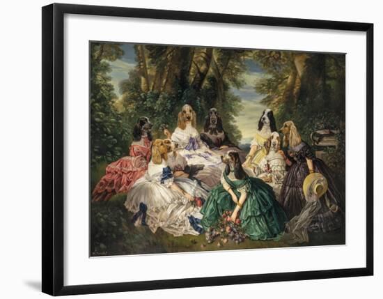 Winterhalter in Compiègne, the French Empress Eugénie and her ladies in charge-Thierry Poncelet-Framed Premium Giclee Print