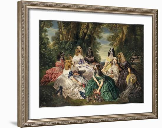 Winterhalter in Compiègne, the French Empress Eugénie and her ladies in charge-Thierry Poncelet-Framed Premium Giclee Print