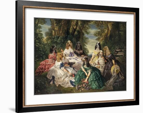 Winterhalter in Compiègne, the French Empress Eugénie and her ladies in charge-Thierry Poncelet-Framed Premium Giclee Print