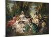 Winterhalter in Compiègne, the French Empress Eugénie and her ladies in charge-Thierry Poncelet-Mounted Premium Giclee Print