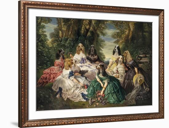 Winterhalter in Compiègne, the French Empress Eugénie and her ladies in charge-Thierry Poncelet-Framed Premium Giclee Print