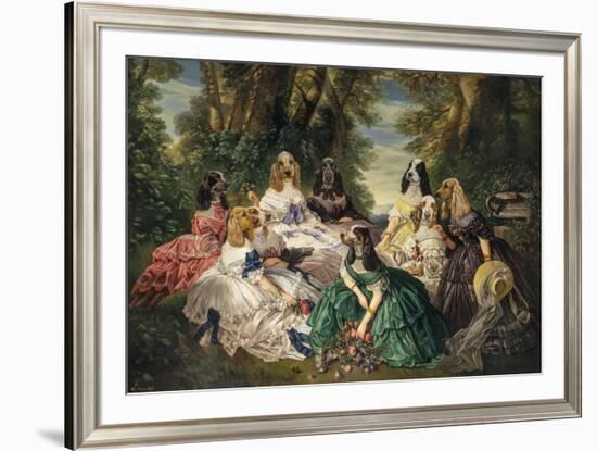 Winterhalter in Compiègne, the French Empress Eugénie and her ladies in charge-Thierry Poncelet-Framed Premium Giclee Print