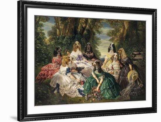 Winterhalter in Compiègne, the French Empress Eugénie and her ladies in charge-Thierry Poncelet-Framed Premium Giclee Print