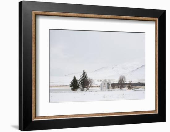 Winterlandscape, Chapel, Svarfadarlur, Dalvik Area, Eyjafjšrdur, North Iceland-Julia Wellner-Framed Photographic Print
