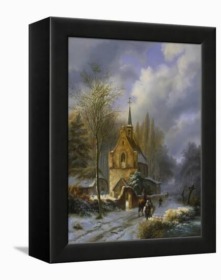 Winterlandschaft an Einer Kirche-Barend Cornelis Koekkoek-Framed Premier Image Canvas