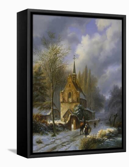 Winterlandschaft an Einer Kirche-Barend Cornelis Koekkoek-Framed Premier Image Canvas