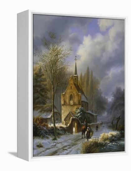 Winterlandschaft an Einer Kirche-Barend Cornelis Koekkoek-Framed Premier Image Canvas