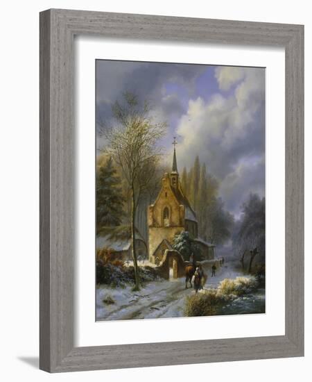 Winterlandschaft an Einer Kirche-Barend Cornelis Koekkoek-Framed Giclee Print