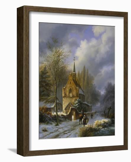 Winterlandschaft an Einer Kirche-Barend Cornelis Koekkoek-Framed Giclee Print