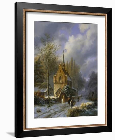 Winterlandschaft an Einer Kirche-Barend Cornelis Koekkoek-Framed Giclee Print