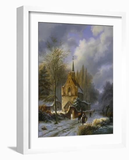 Winterlandschaft an Einer Kirche-Barend Cornelis Koekkoek-Framed Giclee Print
