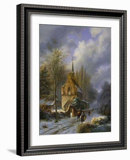 Winterlandschaft an Einer Kirche-Barend Cornelis Koekkoek-Framed Giclee Print