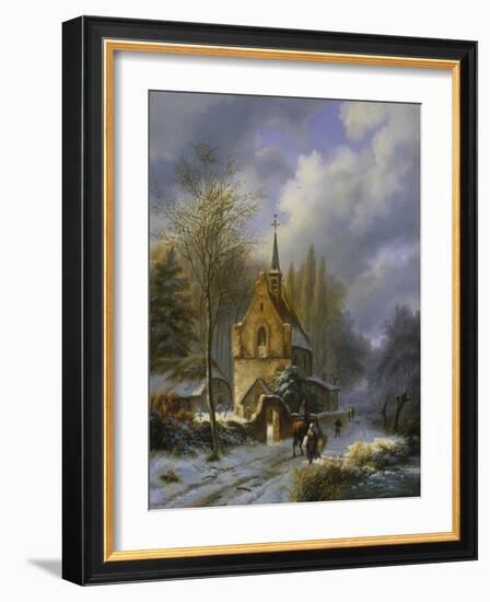 Winterlandschaft an Einer Kirche-Barend Cornelis Koekkoek-Framed Giclee Print