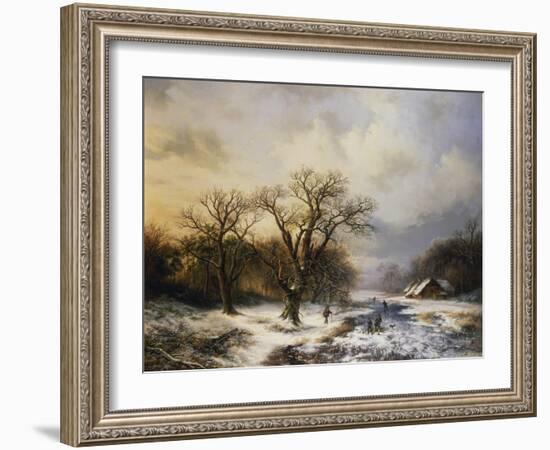 Winterlandschaft Mit Eislaeufern Und Reisigsammlern, 1849-Barend Cornelis Koekkoek-Framed Giclee Print