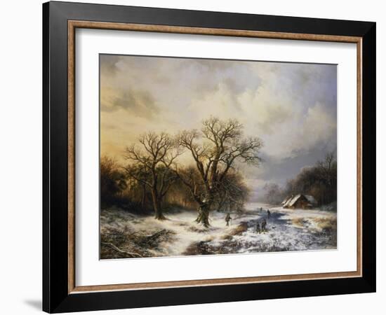 Winterlandschaft Mit Eislaeufern Und Reisigsammlern, 1849-Barend Cornelis Koekkoek-Framed Giclee Print