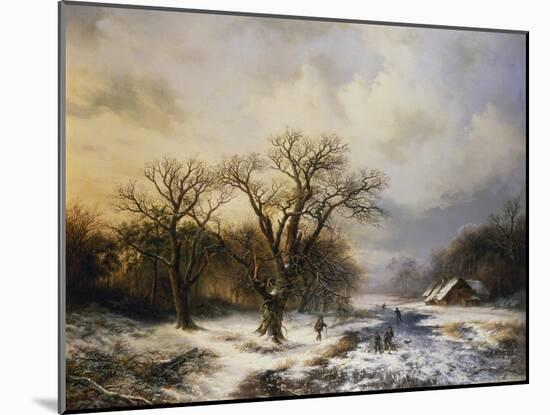 Winterlandschaft Mit Eislaeufern Und Reisigsammlern, 1849-Barend Cornelis Koekkoek-Mounted Giclee Print