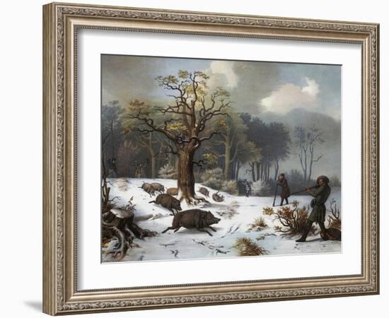 Winterliche Wildschweinjagd-István Nagy-Framed Giclee Print