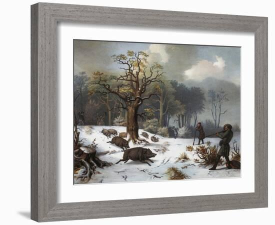 Winterliche Wildschweinjagd-István Nagy-Framed Giclee Print