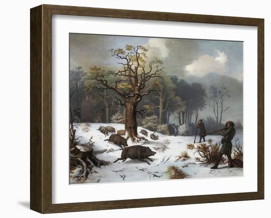 Winterliche Wildschweinjagd-István Nagy-Framed Giclee Print