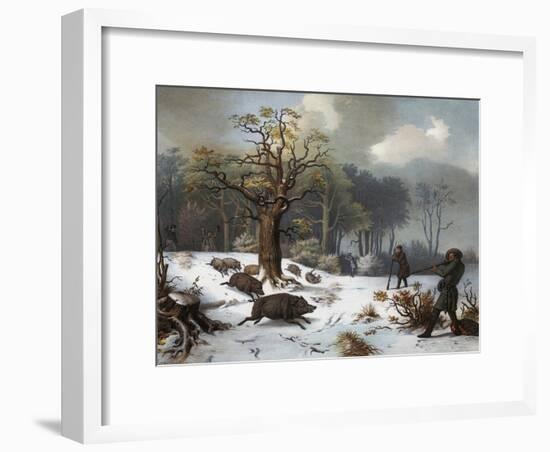 Winterliche Wildschweinjagd-István Nagy-Framed Giclee Print