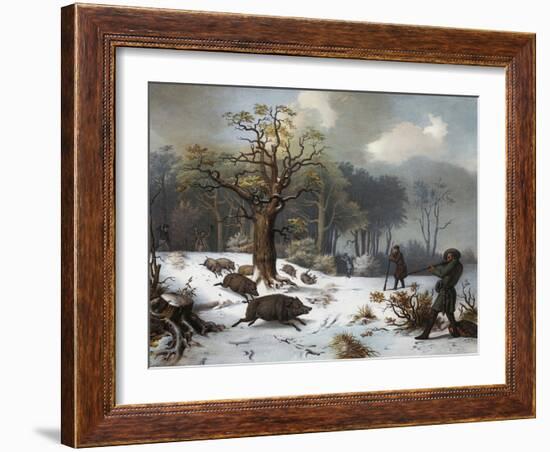 Winterliche Wildschweinjagd-István Nagy-Framed Giclee Print