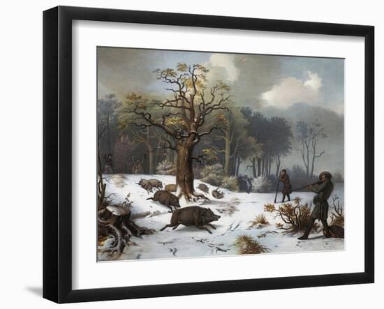 Winterliche Wildschweinjagd-István Nagy-Framed Giclee Print