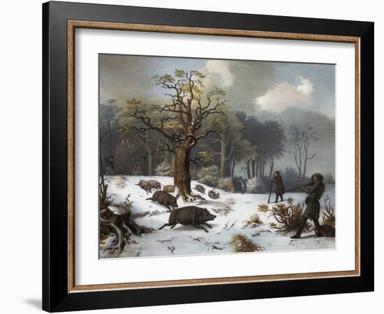 Winterliche Wildschweinjagd-István Nagy-Framed Giclee Print