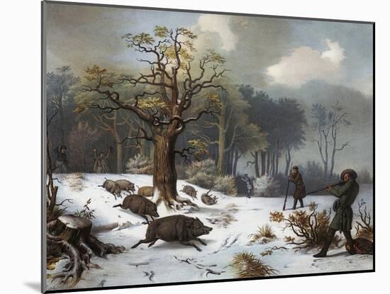 Winterliche Wildschweinjagd-István Nagy-Mounted Giclee Print