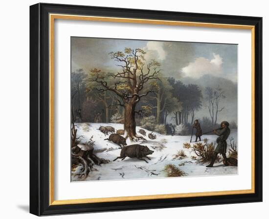 Winterliche Wildschweinjagd-István Nagy-Framed Giclee Print