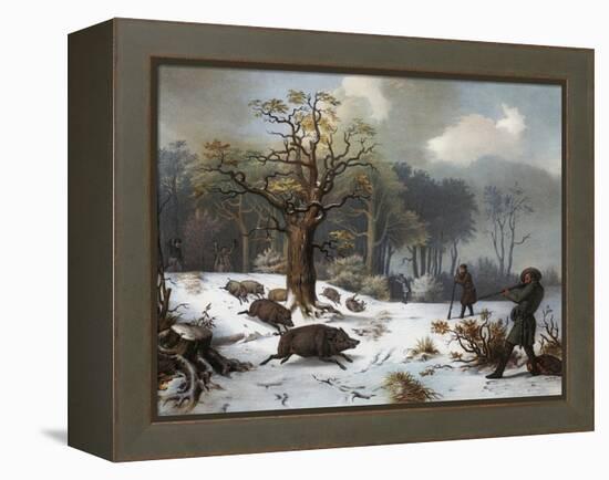 Winterliche Wildschweinjagd-István Nagy-Framed Premier Image Canvas